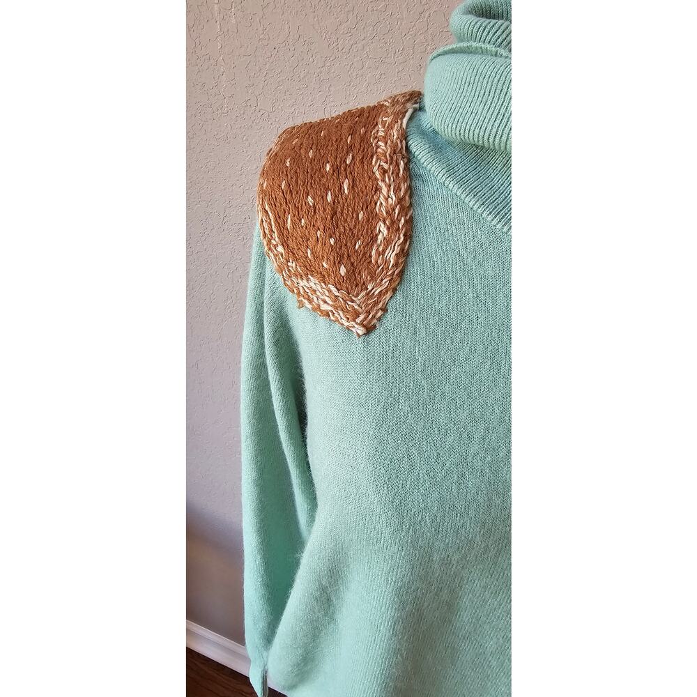 VTG Designers Original Embroidered Mink Shoulders Sweater Women Med UNIQUE OOAK - Picture 4 of 7